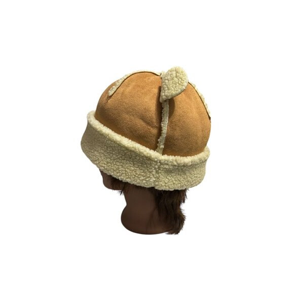 Vintage Tan & Cream Shearling Teddy Bear Ear Winter Hat (NWOT) - Picture 6 of 7